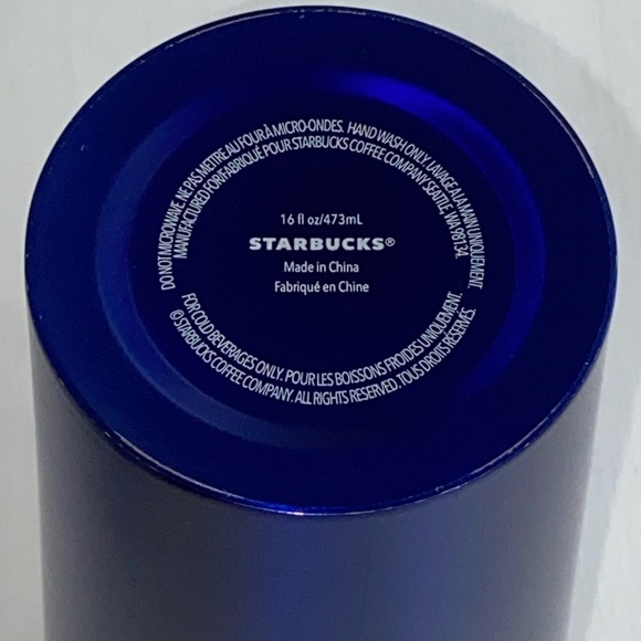 Starbucks Blue Metal Logo 16 oz Tumbler Cold Cup with straw - Picture 6 of 6